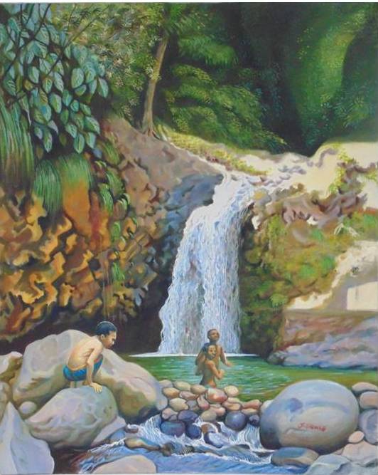 Joseph Brown - Grenada - Anadale Waterfall-acrylic on canvas